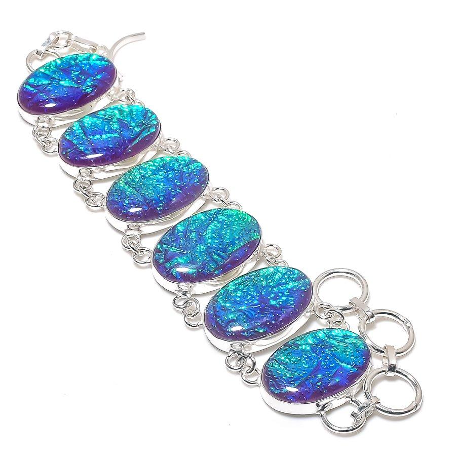 Purple Triplet Opal Gemstone Handmade 925 Sterling Silver Bracelet 7-8" d9n38