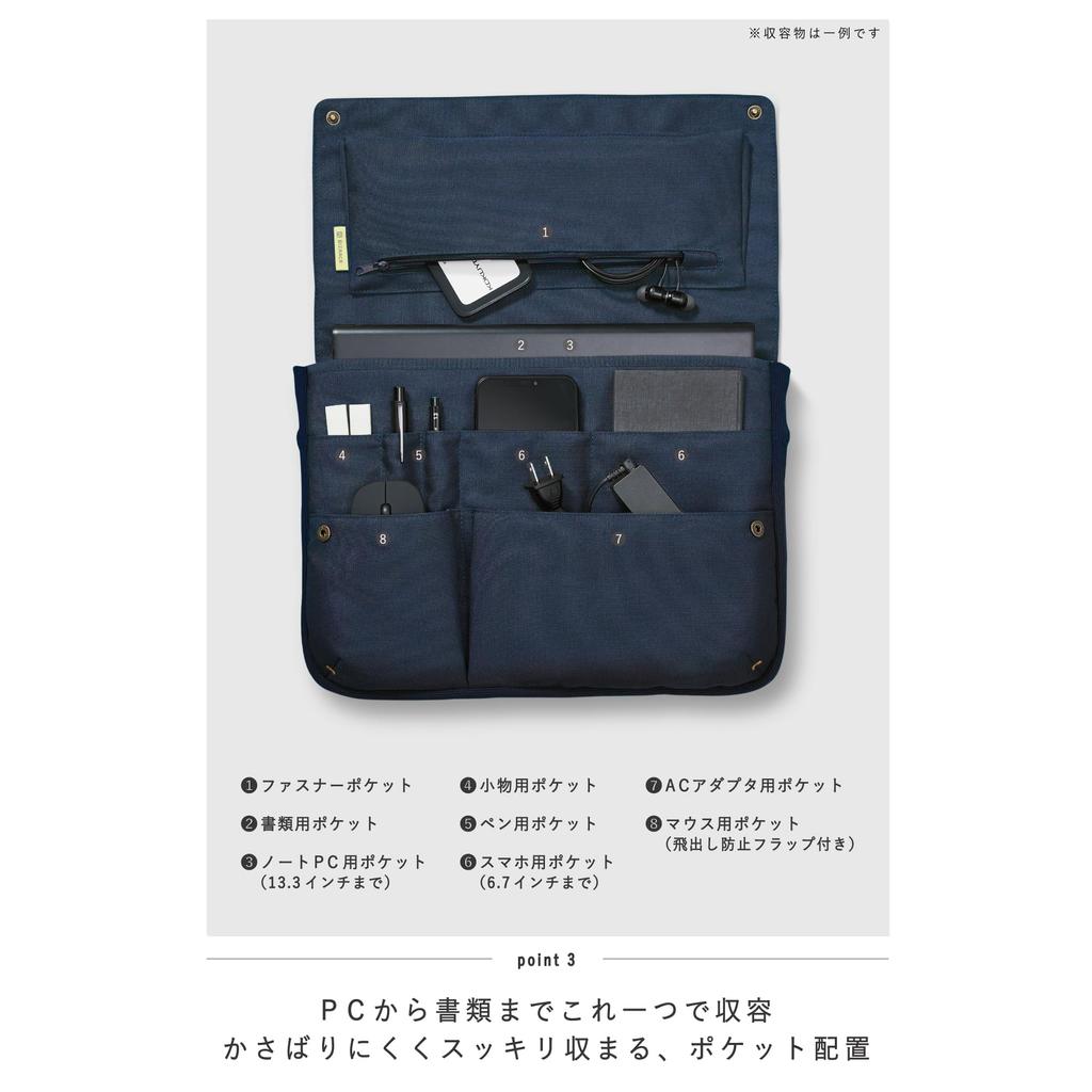 KOKUYO Computer Bag Inch Inch Clutch Bag A4 Horizontal Business BIZRACK Smoky Navy Bag-in-bag 13.3 14.0 KAHA-BRB130DB