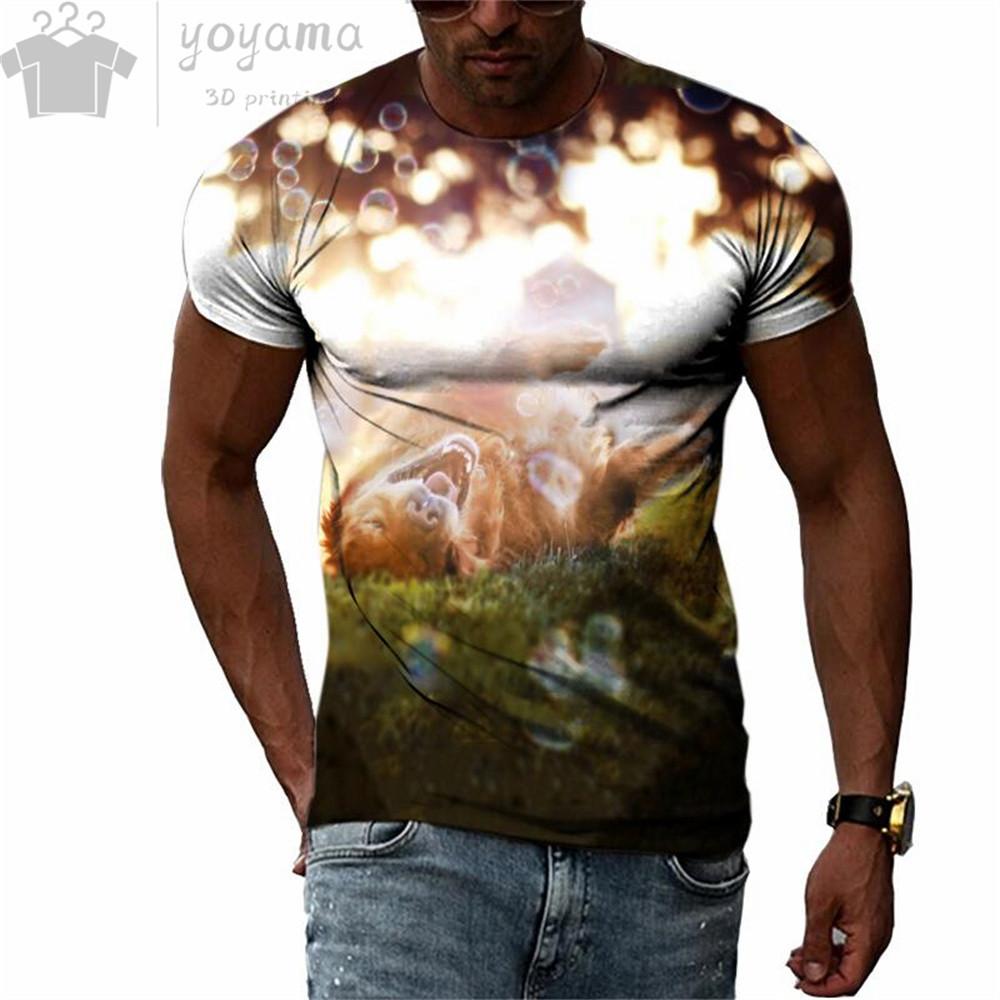 T-shirt d'été pour homme Motif chien Berger Allemand 3D mignon T-shirts d'été pour hommes T-shirts à manches courtes