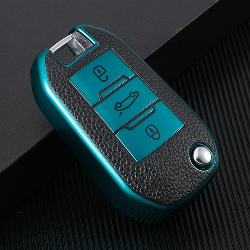 Car Key Case Cover for Peugeot 208 2008 301 308 3008 RCZ 508 408 307 Case for Citroen C3 C4 Berlingo TPU Leather Key Fob Shell