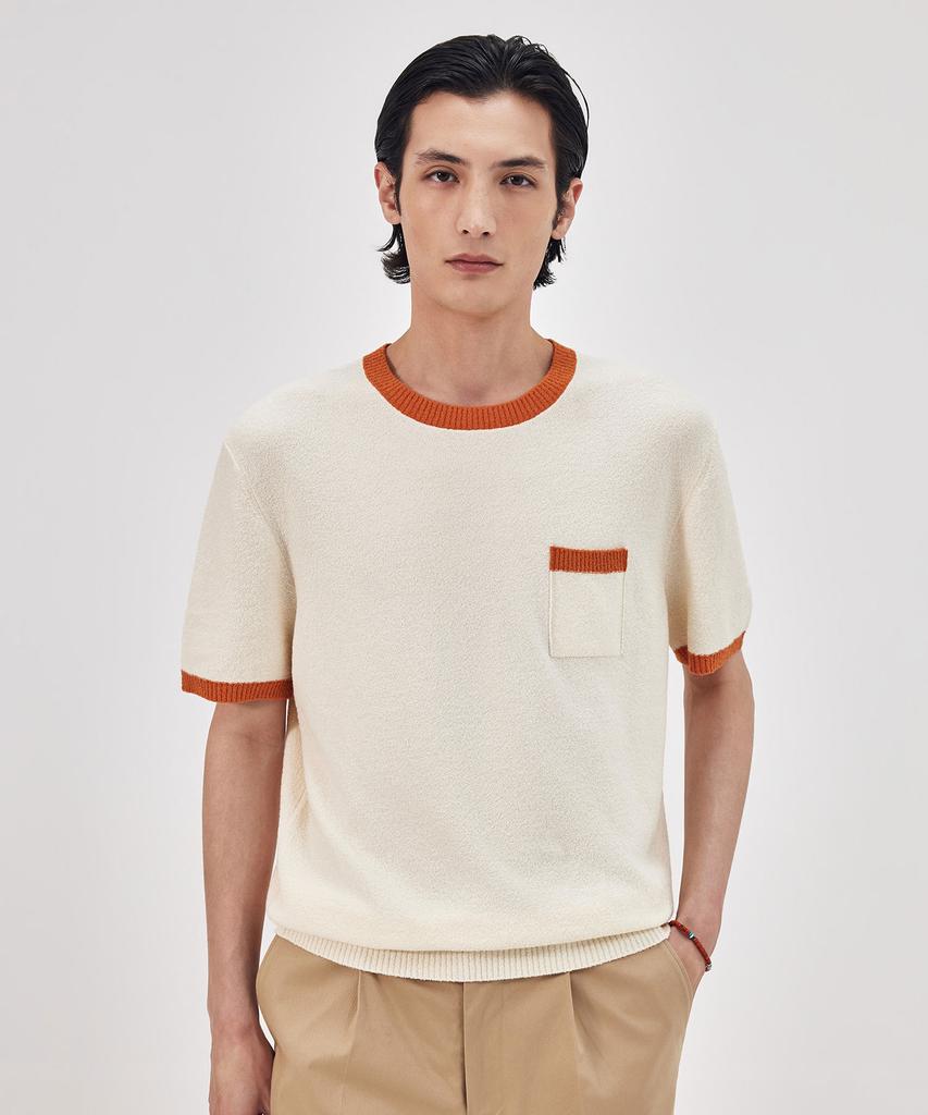 THEKNITCOMPANY Campis Cotton Ringer Crewneck - Cannoli Cream