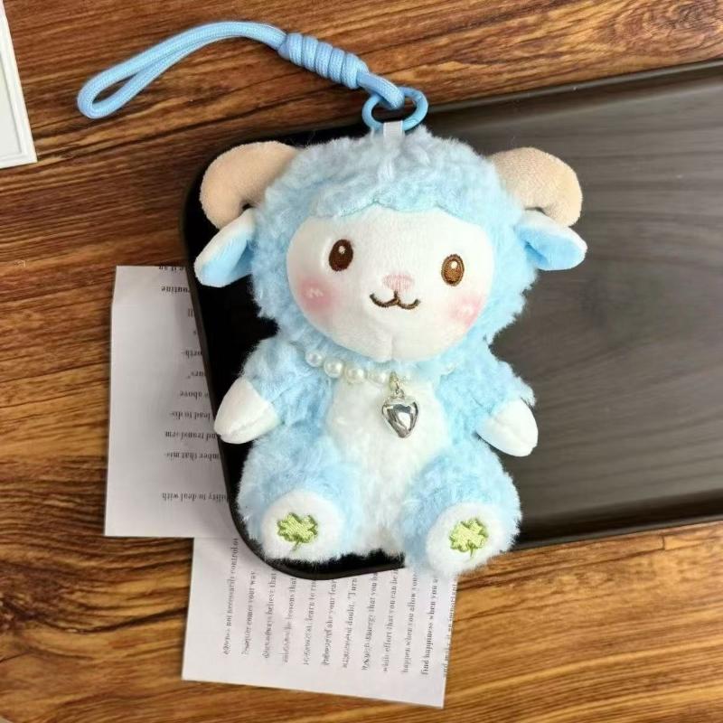 1Pcs 15CM Soft Comfortable Cartoon Animal Stuffed Doll Collection Cartoon Sheep Keyring PP Cotton Little Sheep Plush Keychain