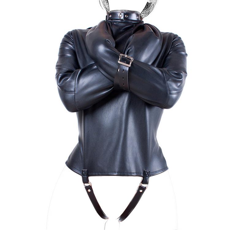 Aisile Black Leather Erotic Restraint Clothing