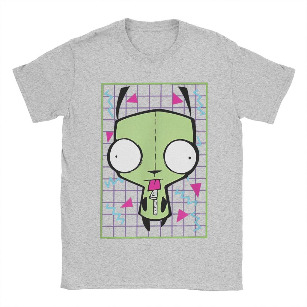 Men T-Shirts Invader Zim Gir 90s Grid Novelty Pure Cotton Tee Shirt Short Sleeve T Shirt Crewneck Tops 4XL 5XL