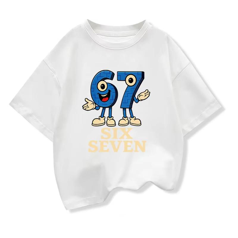 Kids Cartoon SIX SEVEN Number 67 Graphic TShirt Soft Cotton Cute Wear for Boys Girlstk0119