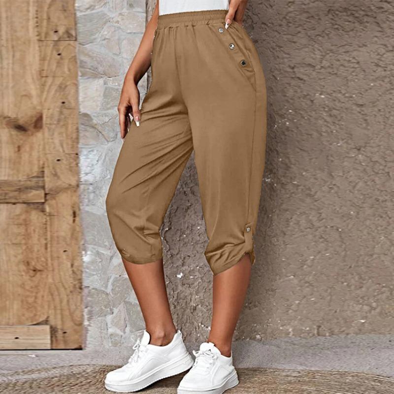 IHUASU Women's Fashion Casual Solid Color Print Pants & Capris