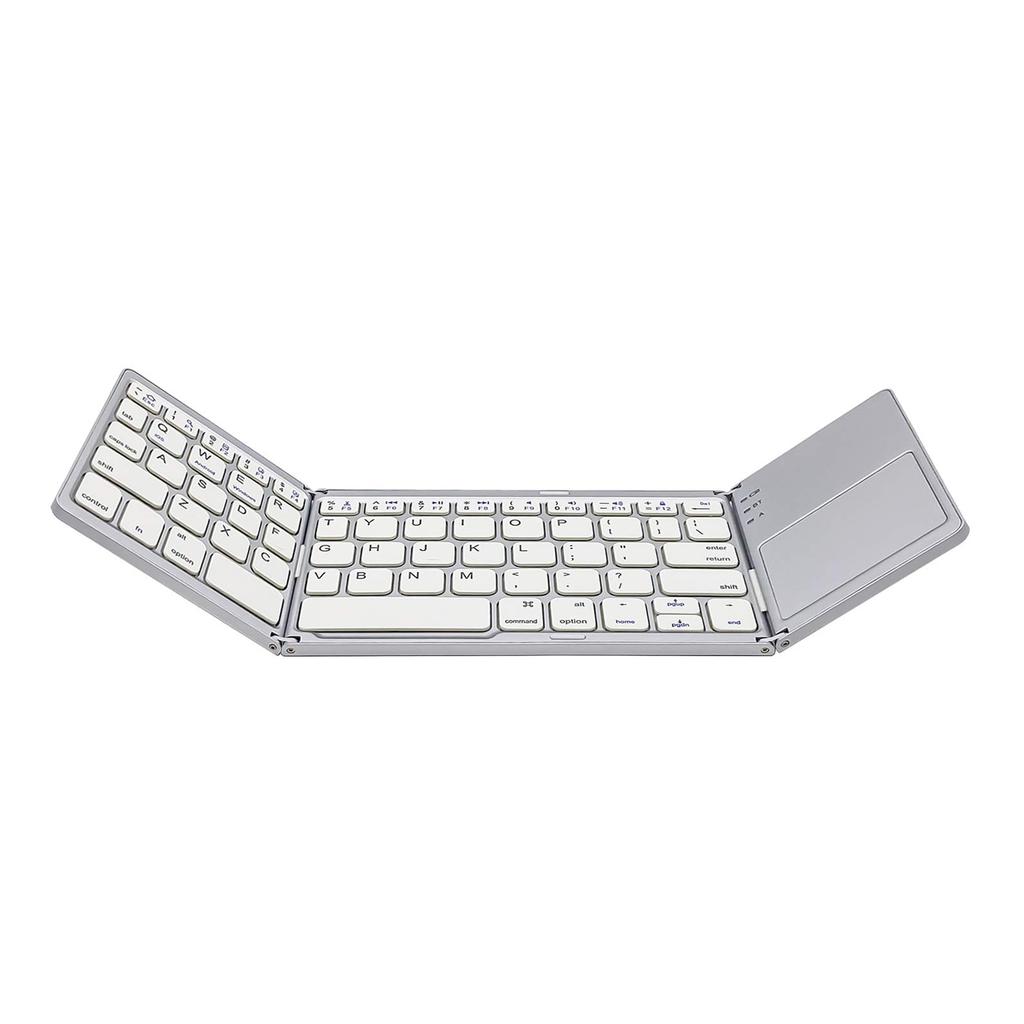 Foldable Bluetooth Keyboard with Touchpad Compatible with iOS Mac OS Multi Device Rechargeable Wireless Keyboard with Trackpad for iMac iPad iPad
