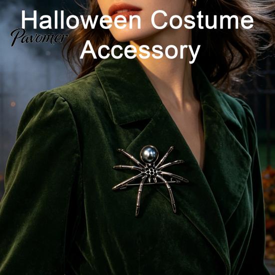 Shirt Collar Pin 1/2Pcs 3D Spider Brooch for Halloween, Horror Alloy Metal Clothing Pins Lapel Pin, Clothes Jackets Backpacks Costume Accessories Coat