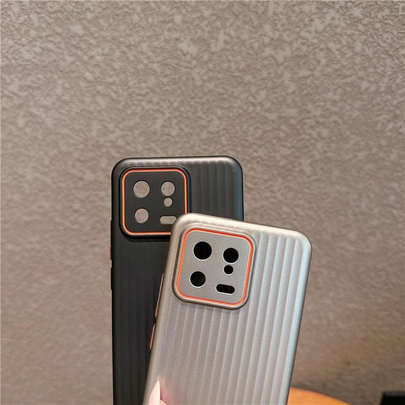 For Xiaomi 14 13 Pro Ultra Corrugated Grain Plating Metallic Paint Anti Fingerprint PC Shockproof Anti-Slip Back Cover Case Shell