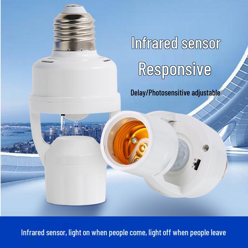 Adjustable E27 Infrared Motion Sensor Lamp Base - Auto-On with Radar Detection