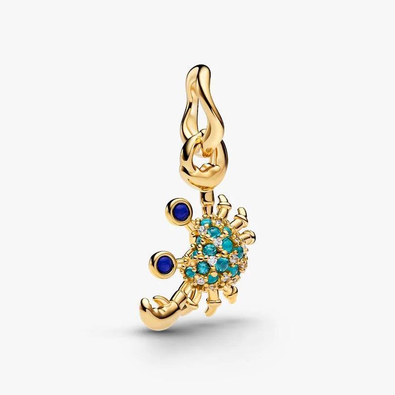 Pandora Crab Dangle Charm 764684C01 14k Gold Plated