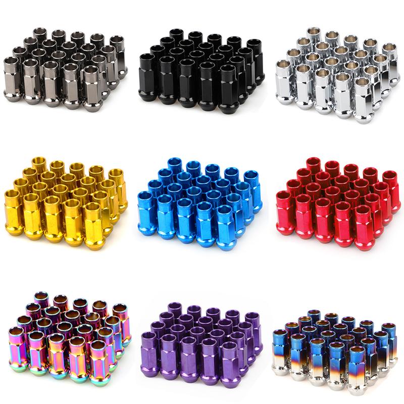 20 PCS Iron Electroplate Colorful Car Modification Wheel Nuts 49mm Length Racing Lug Nuts Bolts M12x1.5 For KIA Lincoln Suzuki