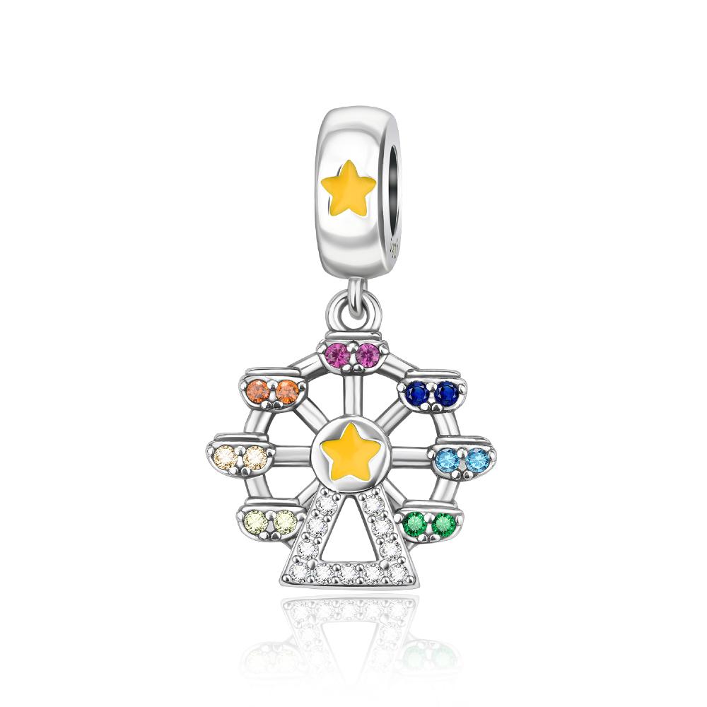 Colorful Copper Metal Colorful Gem Clip Ferris Wheel Tree of Life Lotus Charm Bead Component Compatible With Do It Yourself Bracelet High Quality