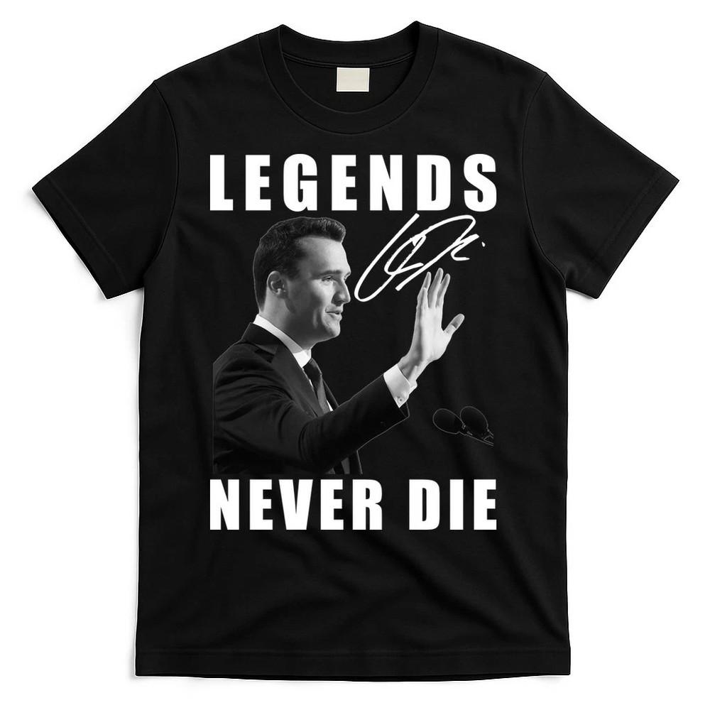 Les Légendes Ne Meurent Jamais T-Shirt Signature Charlie Kirk T-Shirt Unisexe
