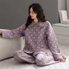 Air Cotton Pajamas Women'S Pure Cotton Long Sleeves Autumn And Winter Thickened Warm Interlayer Large Size Polka Dot Mother Loungewear