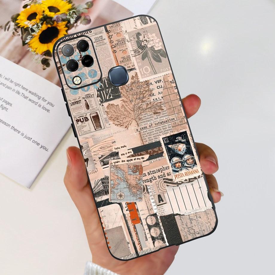 For Infinix Hot 11 G37 4G Case Cover Soft TPU Black Silicone Funda for Infinix Hot11 G37 Infinix X689F Fashion Pattern Bumper