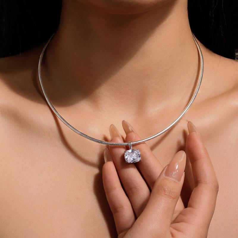  Style Spring Neck Chain Cubic Zirconia Pendant Necklace For Women Stainless Steel Choker Jewelry Accessories