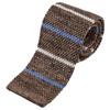 [Ojie] Silk 100% Knit Tie, Striped Pattern, Narrow Tie, Slim Tie, Brown NK-032