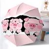 1pc Piglets, Trio Automatic Open/close Umbrella, 8-Rib Sturdy Structure, Portable Travel Umbrella, Parties, Everyday Useb047