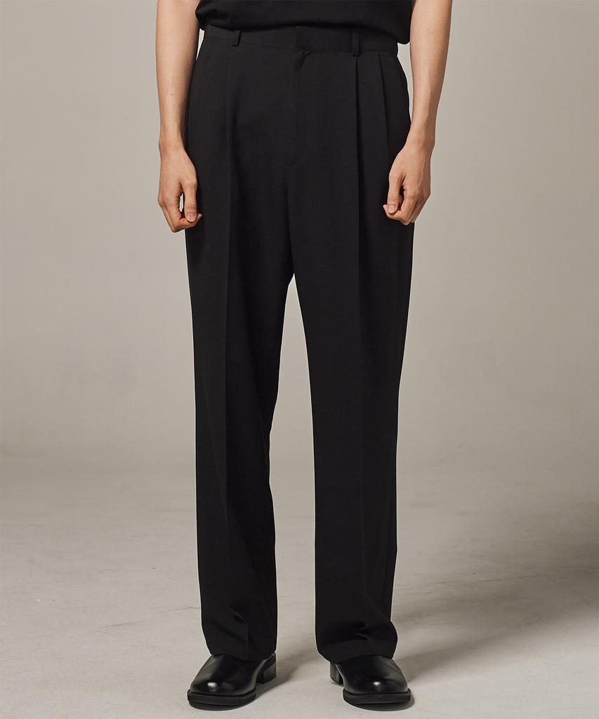 TRADCLUB Double-Pleat Wide Slacks