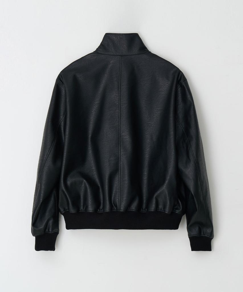 Dreamworld Leather High-Neck Blouson Jacket (Black)