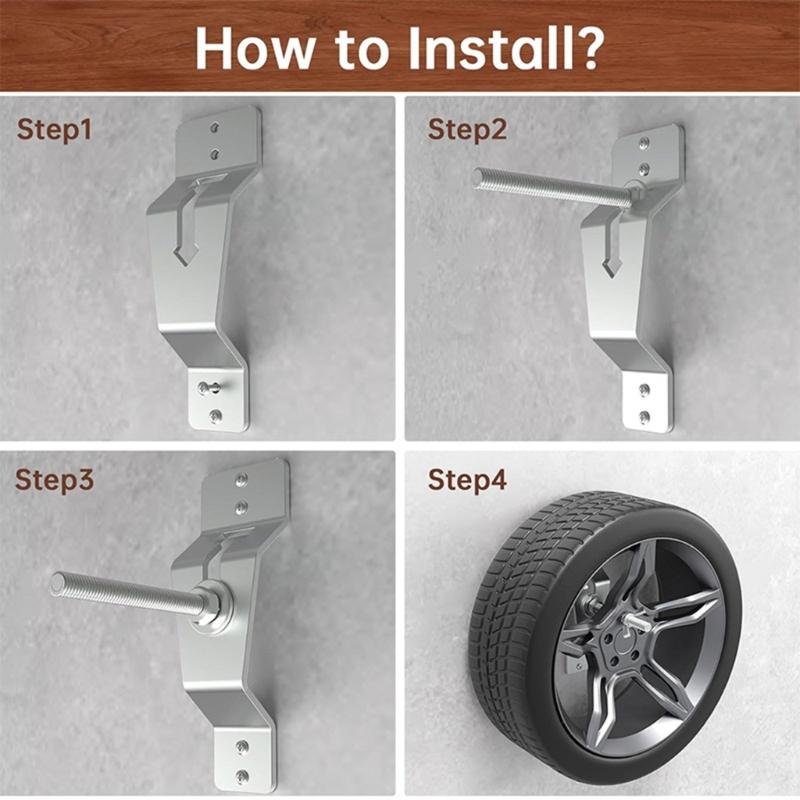 Space Saving Spare Tire Holder Bracket Stand for Enclosed Trailers, Stainless Steel Wall Mount Carriers, Sturdy Designs