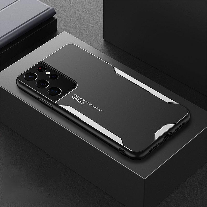 Coque de luxe en aluminium mat pour Samsung Galaxy S24 S23 S22 Ultra S21 Plus S20 FE A55 A54 A53, coque de téléphone fine en silicone