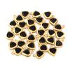 10pcs/lot Color Heart Crystal Charms Stainless Steel Edged Pendants for DIY Necklace Earring Bracelet Jewelry Making Accessories