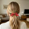 Hair Tie Floral Print Rabbit Ear Decor Hair Rope High Elasticity Bun Half-Tied Hairstyles Ponytail Holder Hair Accessory