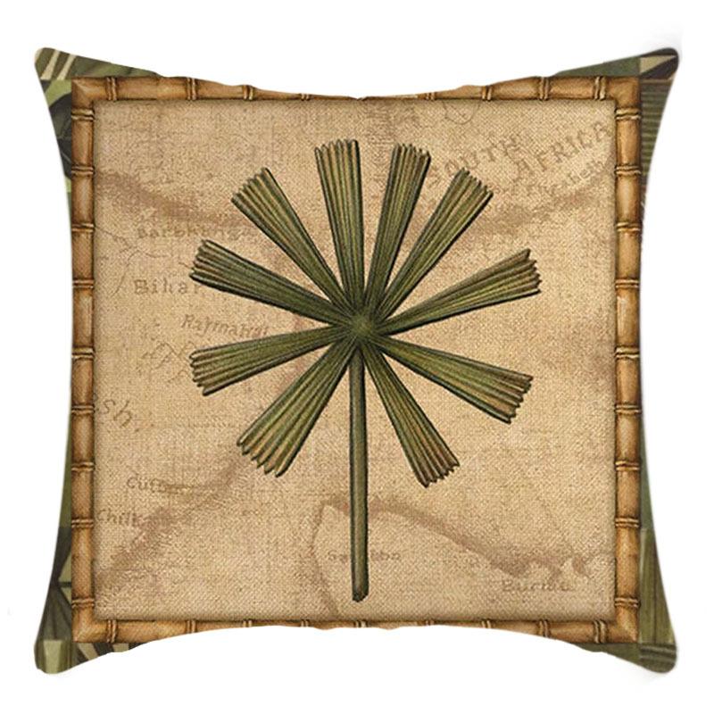 New Green Plant Pillow Cover Antique Decorative Leaf Print Pillow Home Sofa Cushion Cover