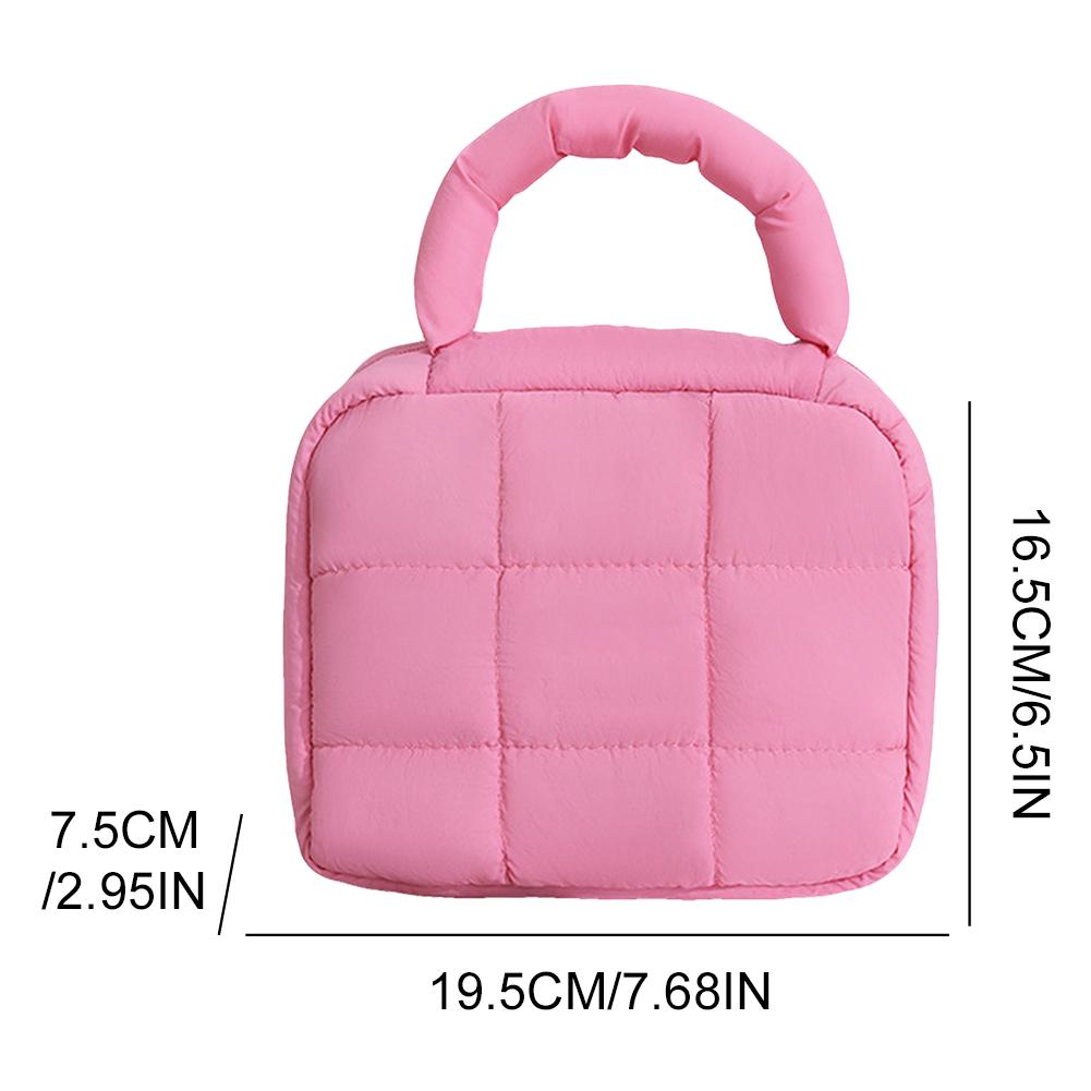 Women Quilted Makeup Bag Puffer Cosmetic Bag Waterproof Travel Toiletry Bag Large Capacity Makeup Storage Bag Makeup Clutch Bag