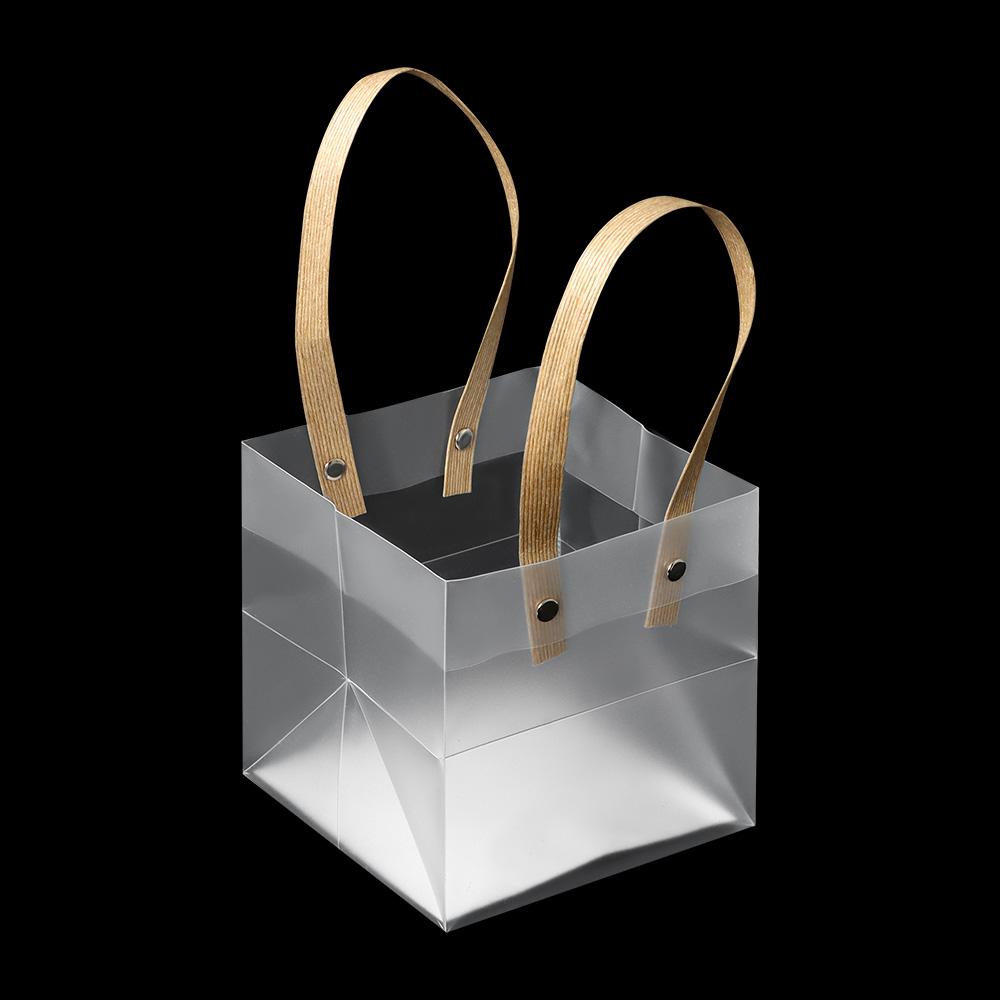 PVC Decor with Handles Frosted PP Bags Translucent Tote Package Gift Wrapping