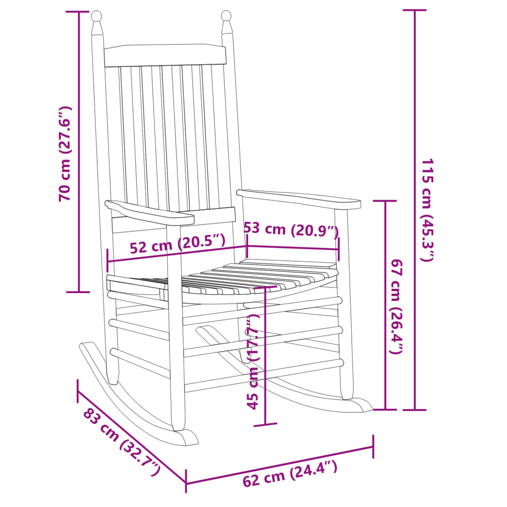Vidaxl Rocking Chairs with Folding Table, Grey, Poplar Wood