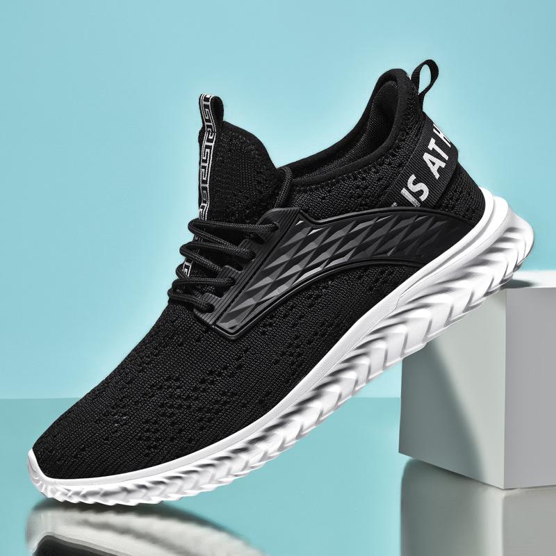 Men's sports shoes new large size casual style running shoes mesh hollow flying woven thin trendy shoes