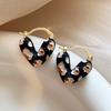 New Vintage Enamel Color Metal Texture Heart Hoop Earrings For Women Trendy Gold Plated Statement Ear Buckle Creative Jewelry