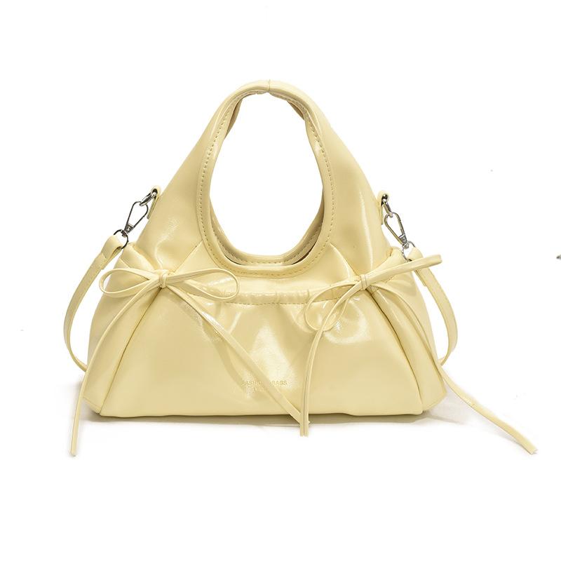 Korean Style Ballet Core Ruched Bow Bag For Women Fashi Shoulder Crossbody Bag Elegant Underarm Hobo Bag Niche Handbag