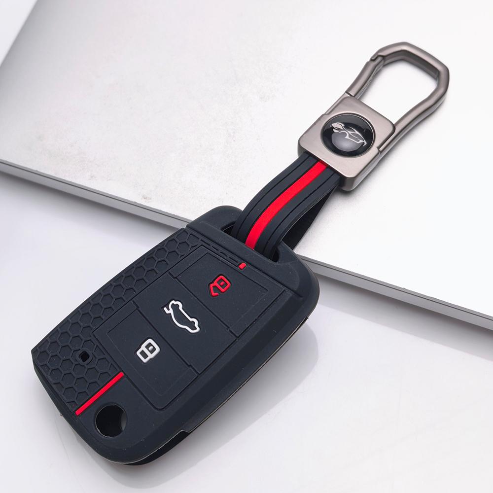 Key Fob Cover for VW Golf Tiguan Passat Polo Octavia A7 Mk7 Mk2 B8 with Keychain Anti-Scratch Surface Shockproof Structure Soft Grip Texture