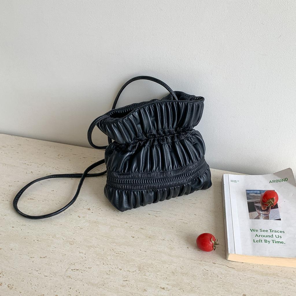 Cloud Pack High-end Drawstring Shoulder-Swing Soft Leather Bucket Bag