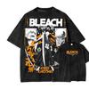 Blooded Anime Bleach Print T-shirt Vintage Washed T-shirt Men Women Oversized Y2k Cotton Short Sleeve Clothing