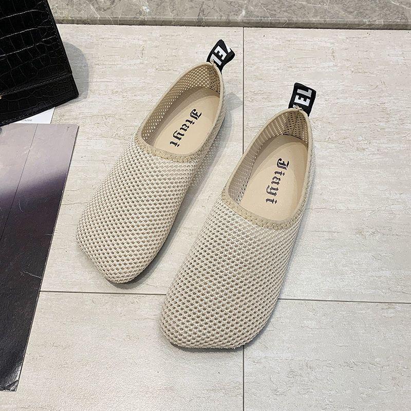 Black Mesh Breathable Flat Slip On Women's Shoes 2025 Female Footwear New In Offers Stylish Korean Fashion Shoe Urban A 39