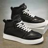 Herren High-Top Sneaker Hochwertiges Leder Freizeitschuhe Mode High-Top Skateboard Schuhe Herren Vulkanisierte Schuhe Tenis Masculino
