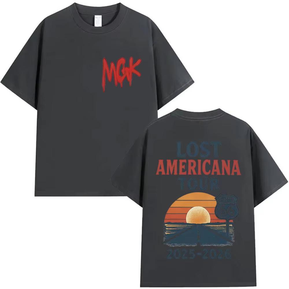MGK Lost Americana Tour 20252026 Grafische T-shirts Mannen Vrouwen Harajuku Vintage Oversized T-shirts Zomer Mannen Katoenen Tops T-shirt