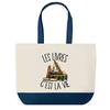 Tote Bag - PLANETEE - Books Are Life - Blue Background - Cotton 40 X 45 Cm - Large Size