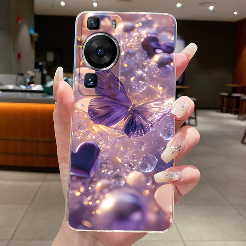 For Huawei P60 Pro 2023 P60pro Case Cover Luxury Fashion Butterfly Flowers Clear Soft TPU Fundas For Huawei P 60 P60 Pro Casing