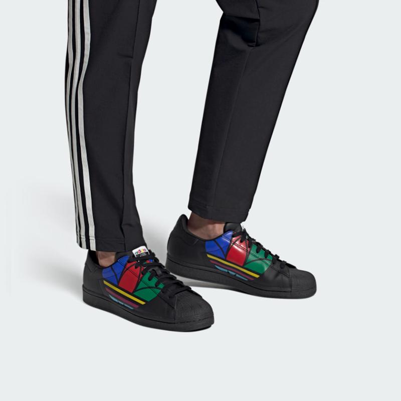adidas Superstar Pure 'Colorful Trefoil Core Black' Sneakers FU9518