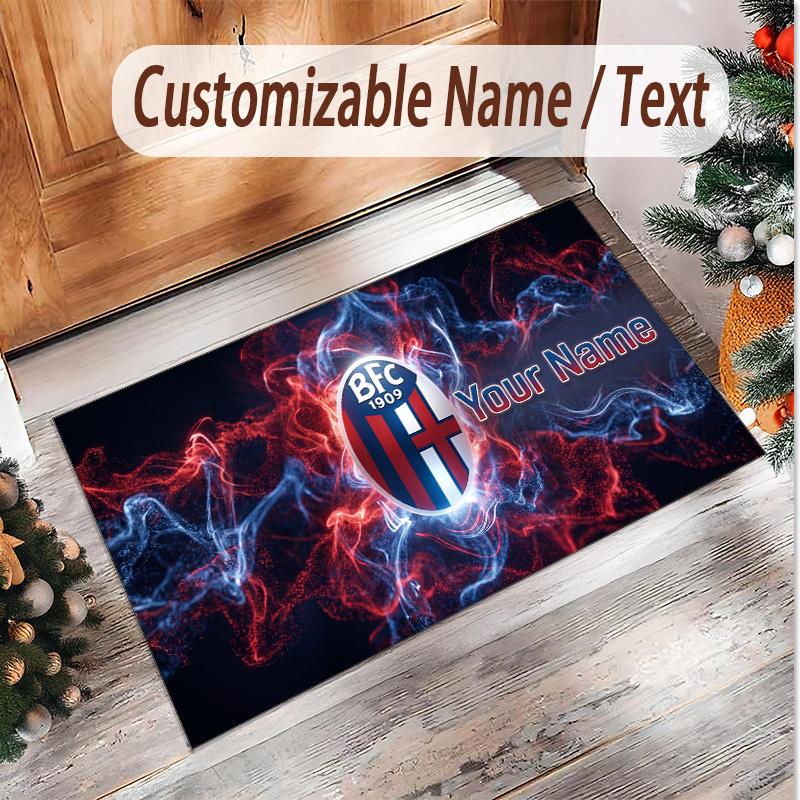 Personalized Crystal Velvet Carpet Bologna FC Pattern Non Slip Floor Rug