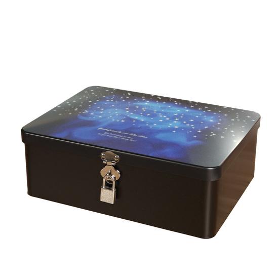 1 Set Tin Box with Lock Key Convenient Desktop Storage Box Vintage Style Jewelry Storage Case for Home