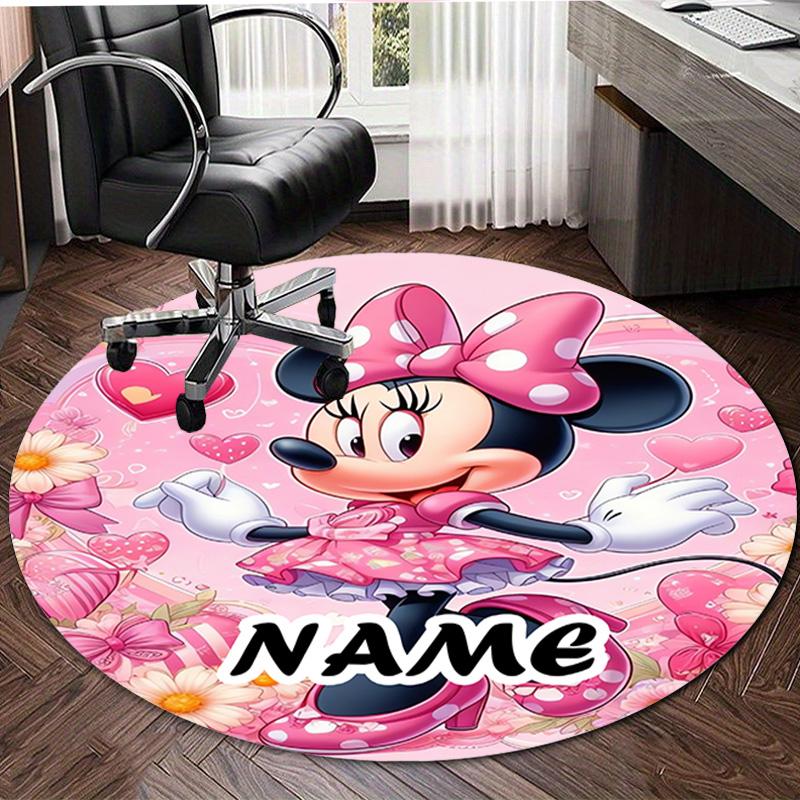Gepersonaliseerd M-Minnie Rond Kantoorvloerkleed - Perfect voor Mat, Kantoorstoel & Meer - Ideaal Cadeau voor Verjaardagen en Feestdagen