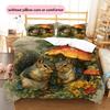 Mushroom Squirrel  Pattern Bedding Quilt Set Quilt Cover Pillowcase Home Decoration  Gift (1 * Duvet Cover + 2 * Pillowcase, Without Core)