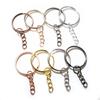 20pcs/lot Key Ring Key Chain ( Ring Size 25mm) Fashion Gold Colors Rhodium Silver Plated 50mm Long Round Keychain Keyrings